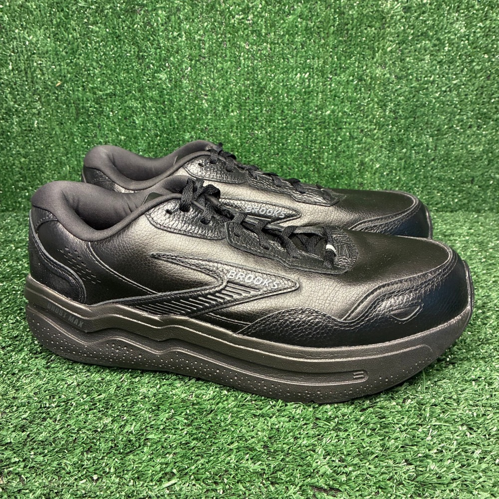 Brooks Ghost Max Leather Cushioned Walking Running Sneakers Black Mens Size 12.5